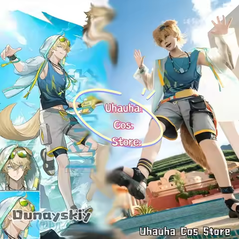 Game Arknights Tequila Cosplay Costume Uhauha Cos@Vest Shorts Sun-protection Jacket Glasses Belt Acc