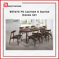 BOTATO PU Leather Solid Wood Wood Dining Set 8 Dining Table Set 8 Seater Dining Table 8 Seater Meja Makan 8 Kerusi 餐桌 饭桌