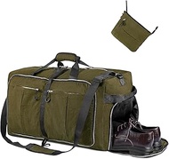 65L 25" 120L 31" Foldable Duffle Bag with Shoe Compartment,Lightweight Water Resistant Packable Trav