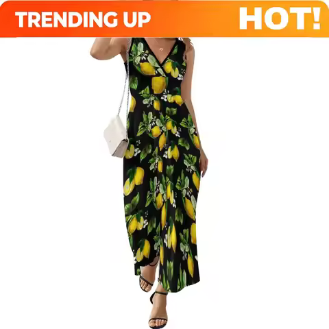 Customization Citrus,lemons,vintage art Sleeveless Dress womens clothing Dress vintage dresses summe