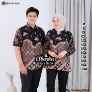 MERAH KEMEJA KATUN Men's Couple Batik Tops Modern JumboWanitas - Long & Short Sleeve Shirts - Full B
