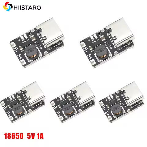 1/5pcs 18650 Mini Lithium Battery Charging Module 5v 1a Output Boost Type-c With Protection