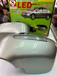 ครอบกระจกมองข้าง Honda Civic 2006-2009 สี Satellite Silver NH-663M  มีไฟหรี่สีขาว ไฟเลี้ยวสีส้ม ตรงร