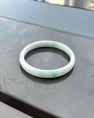 天然翡翠 緬甸 A玉 玉鐲 • 白底青幼條福鐲B