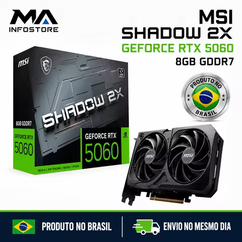 NVIDIA GeForce MSI RTX5060 8GB GDDR7 128BITS SHADOW 2X OC - 912-V537-037 Video Card