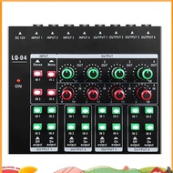 -LQ04 4-Channel Mixer 4-Channel Headphone Amplifier Sound Card Mixer Recording Interface with Dj Mix