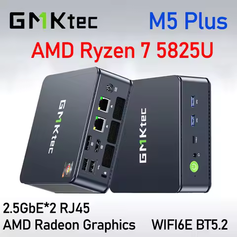GMKtec M5 Plus AMD Ryzen 7 5825U Mini PC DDR4 3200Mhz M.2 SSD Windows 11 Pro WIFI6 BT5.2 Desktop Off