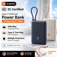 MY [CCC Certified] Xiaomi 33W Powerbank 10000mAh (Integrated Cable) | USB-C Two-Way Fast Charging | 
