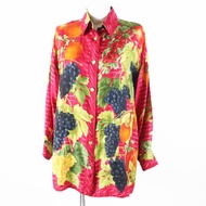 Excellent condition: Vintage Gucci 1994 Tom Ford-era 100% silk long- RED shirt in red multicolor wit