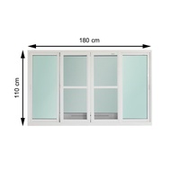 HomePro หน้าต่างAluminum บานเลื่อน S-F-S มุ้ง J-TRUST 180x110 ซม. สีขาว พร้อมระบบVentilation แบรนด์