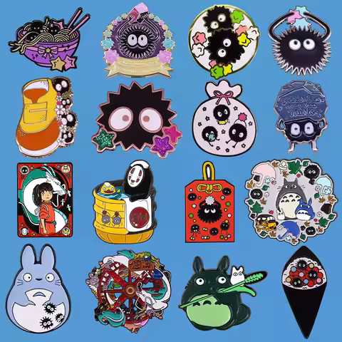 Totoro Enamel Pin Ghibli Dust Elf Cartoon Lapel Pins for Backpacks Brooches Badges Brooch for Clothe