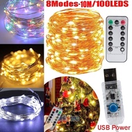 5/10M 50/100Led USB Copper Wire RGB Fairy String Light With Remote Control