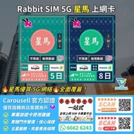 【優質 5G網絡🔥🔥星馬任用】Rabbit SIM 5G 星馬 5日/8日【不限速】數據卡 真無限 放題 無限上網 不限速 東南亞 新加坡 馬來西亞 電話卡 上網卡 SIM卡 DATA卡