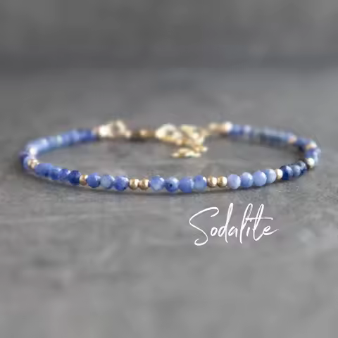 Sodalite Bracelet, Beaded Stackable Bracelets for Women, Healing Crystal Jewelry, Dainty Sodalite Cr