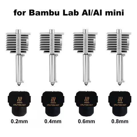 3D Printing Accessories A1/A1 Mini Integrated Nozzle Hotend Kit Stainless Steel 0.2/0.4/0.6/0.8mm Fo