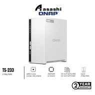 Qnap TS-233 2-Bay NAS System (ARM 4-core Cortex-A55 2.0GHz processor,2GB RAM,3.5" SATA HDDS, 1XUSB3.