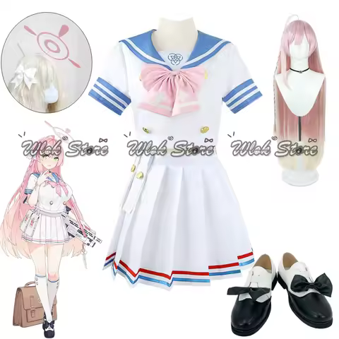 Anime Game Blue Archive Urawa Hanako Cosplay Costume Sailor Suits Hanako Halo Wig Bowknot Headwear H