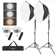 Andoer Studio Photography Light kit Softbox Lighting Set with 85W 2800K-5700K LED Light * 2 + Octago