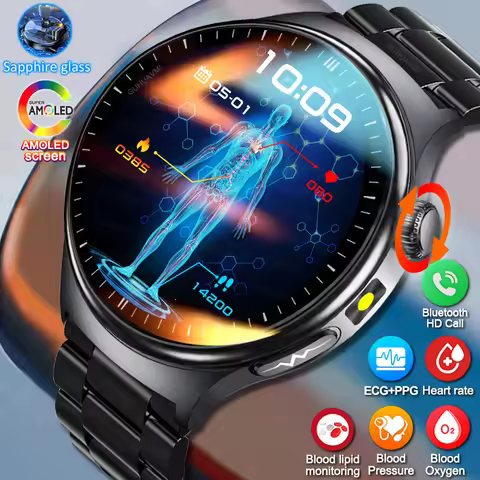 New Accurate ECG Smart Watch Heart Health Analysis Blood oxygen Pressure BT call ECG Smart Watches F