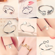 2pcs Crystal Diamond Silver Couple Wedding Ring Diamond Ring Silver Ring TK