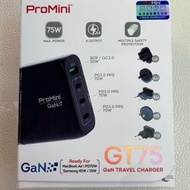 ProMini GT75 Tri-PD + QC GaN 75W旅行快速充電器
