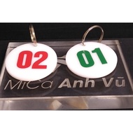1 red number optional number keychain