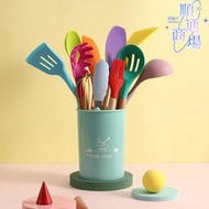 kitchen彩色矽膠廚具12件套木柄勺鏟套裝烹飪鏟勺11件套廚具套裝