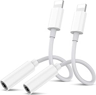 2PC Headphone Adapter for iPhone to 3.5 mm, Lighting to Jack Aux Audio Headphone Adapter Dongle Comp
