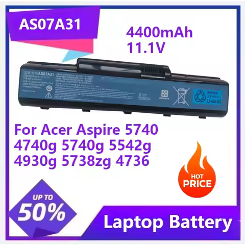 AS07A31 Laptop Battery for Acer Aspire 5740 4740g 5740g 5542g 4930g 5738zg 4736 A AS07A32 battery AS