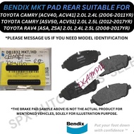 BENDIX DISC BRAKE PAD REAR FOR TOYOTA CAMRY [ACV40. ASV50, ACV51] '06-17YR / RAV4 [ASA, ZSA] '08-17Y
