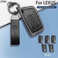 ZOBIG Aluminum alloy leather  Key Fob Cover for Lexus Car Key Case Shell with Keychain fit Lexus For Fit  Lexus ES is GS NX LS RX RC 300h 350 200t 250 300 F 450h 460 600h For Origi