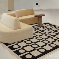Retro Carpet Bedroom Checkerboard Black White Anti-slip Coffee Table Imitation Cashmere Living Room 