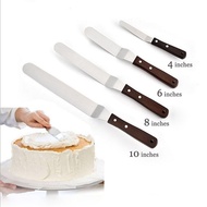 4/6/8/10 Inch Stainless Steel Cake Spatula Butter Cream Icing Frosting Knife Wooden Handle