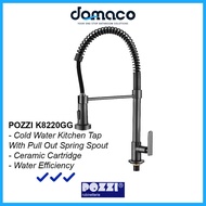 Pozzi K8220GG Gun Grey Pull Out Spring Spout Kitchen Sink Tap