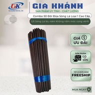 đũa đũa gỗ đũa ăn cơm combo 50 đôi đũa sóng lá loại 1-Gia Khánh-bền đẹp và làm từ gỗ lâu năm