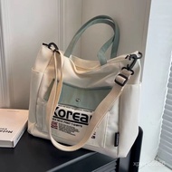 [H2O] Boys' Bags College Students Versatile Canvas Class Tote 2024 Large-Capacity One-Shoulder Casua