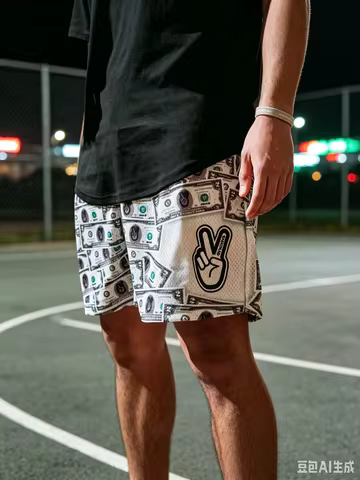 New 2026 Men's Deuce Brand Money Print Mesh Basketball Shorts Y2K Oversized Casual Pants Suitable Fo