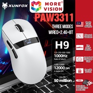 XUNFOX H9/H9 PRO Wireless Mouse Tri-mode 2.4G Bluetooth USB Cable PAW3311 Gaming PC Laptop Mice Magn