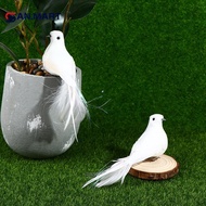 AN.MART 2pcs White Doves Feather Artificial Foam Lover Peace Doves Bird Home Decor MY