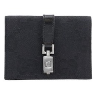 二手 Gucci Jackie Line GG 帆布腰包/皮帶包，義大利製造，黑色翻蓋。女士款。