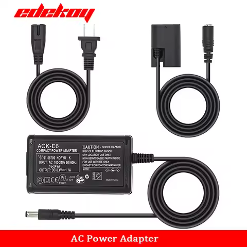 Decoded ACK-E6 AC Power Adapter Supply For Canon EOS R7 EOS 5D Mark IV III II 5D4 5DS R 6D 7D 7D Mar