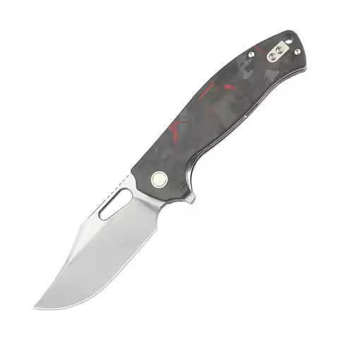 14C28N Steel Folding Kife Red carbon fiber Handle Pocket Portable Outdoor Hunting military Tactical 