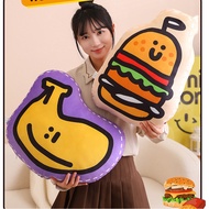 Cartoon Printed Pillow Gifts for Girlfriend Cute Foodie Couch Pillow Hamburger Fries Cushion Home 4e