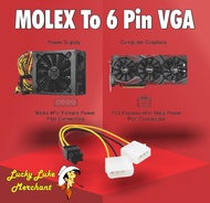 VGA Power 6 pin converter 2x Molex konverter molex ke 6pin cabang 2