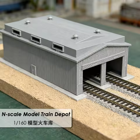 1/160 N Scale Miniature Train Depot Model 3d Printed Train Railway Track Warehouse Simulation Diy Bu