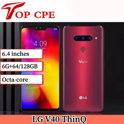 Orginal LG V40 ThinQ 6.4" 6GB+64GB/128GB 1SIM Android Octa Core dual front 3 rear Cameras Fingerprin