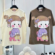 Funny 3D milk tea girl's T-shirt, loose-sleeved FORM