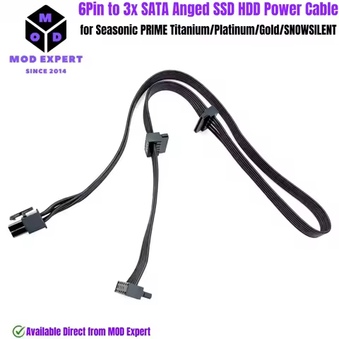 6Pin to 3 SATA SSD HDD Power Cable for Seasonic PRIME 1300W, 1000W, 850W, 750W, 650W, 550W Titanium/