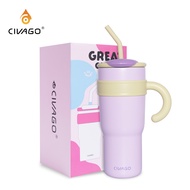 CIVAGO(23oz/40oz)แก้วเก็บความเย็นพร้อมหลอดดูด ความจุขนาดใหญ่ สเตนเลส 316 ลิตร เก็บน้ำแข็งได้