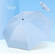 迷你五折黑膠防曬遮陽傘（藍色 54cm*8k)